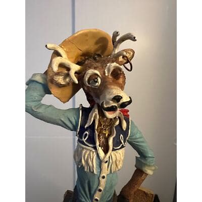 Cowboy moose figurine/statue with mustache