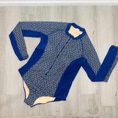 CABANA LIFE EXCLUSIVE ONE PIECE UPF 50+ RASHGUARD SWIMSUIT XL Blue RETAIL $295