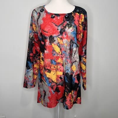 Women’s Mischa Multicolor Floral Shirt Top Size L