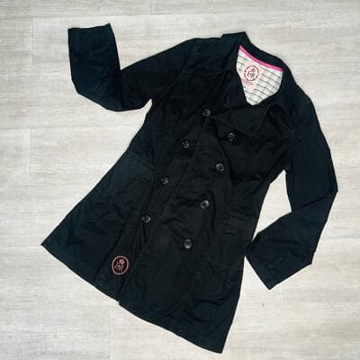 English Rose Long Black Trench Coat