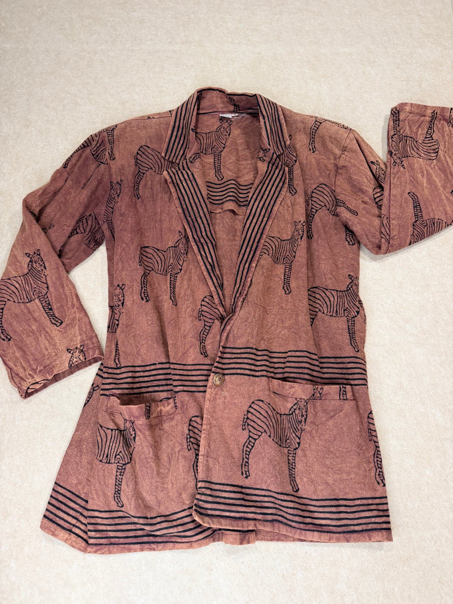 Vintage cotton zebra print blazer jacket size M