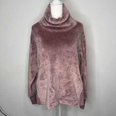 Athleta Double Cozy Karma Funnel Neck Sweatshirt Flora Mauve Women’s Medium