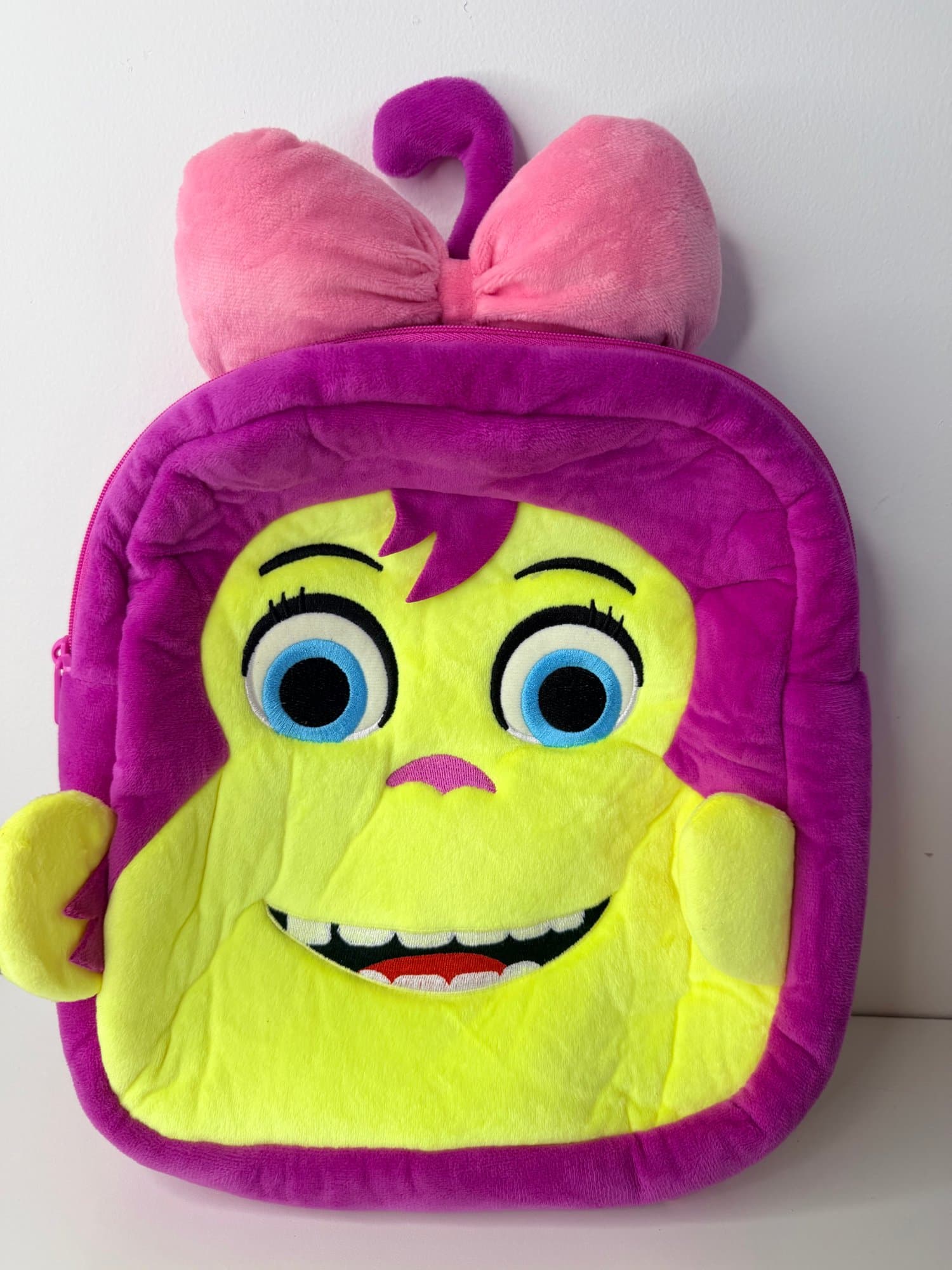 Plush monkey character kids play school small adjustable strap backpack