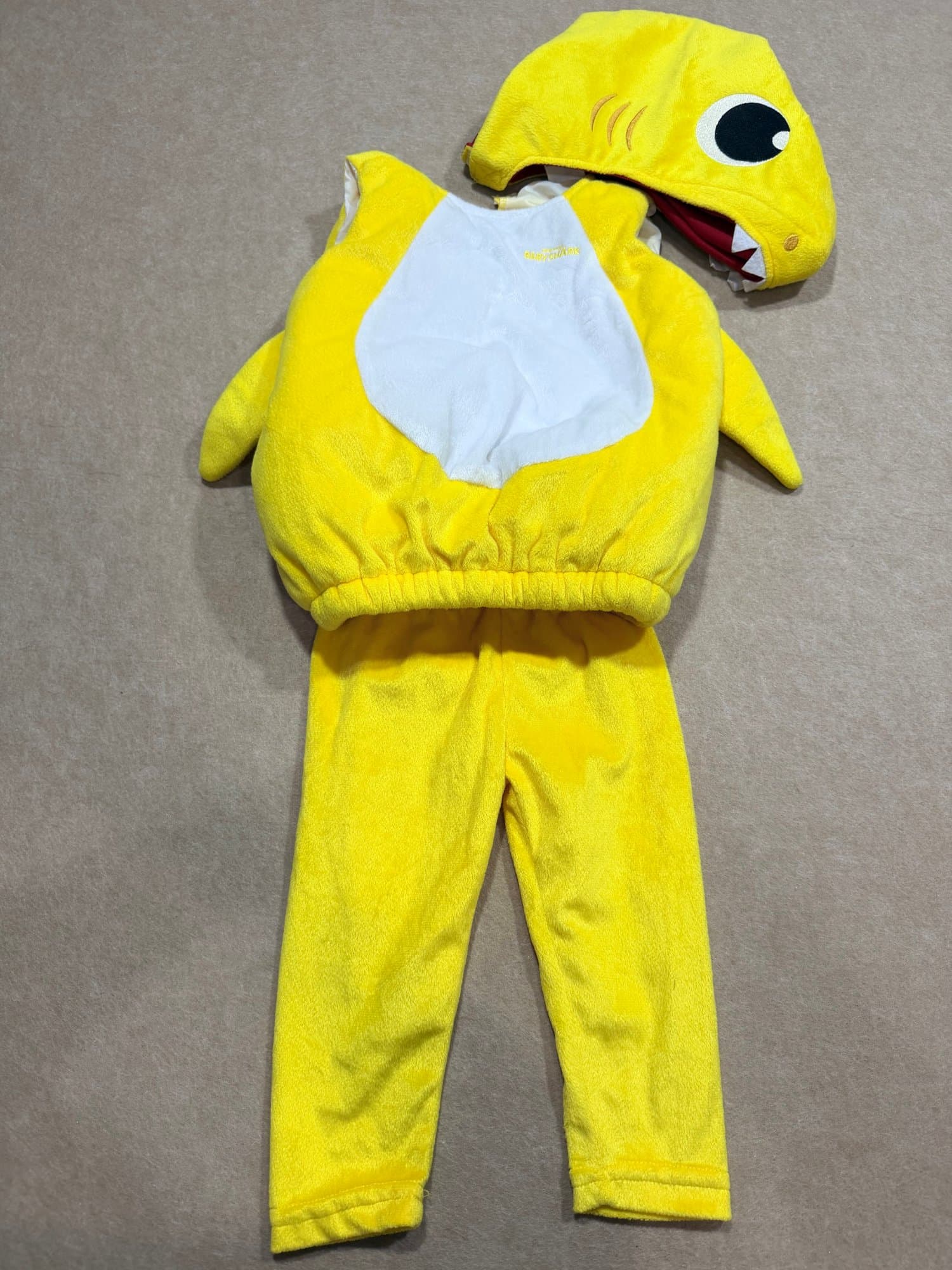 Pinkfong Baby Shark yellow halloween cosplay dress up costume with hood 12-18months