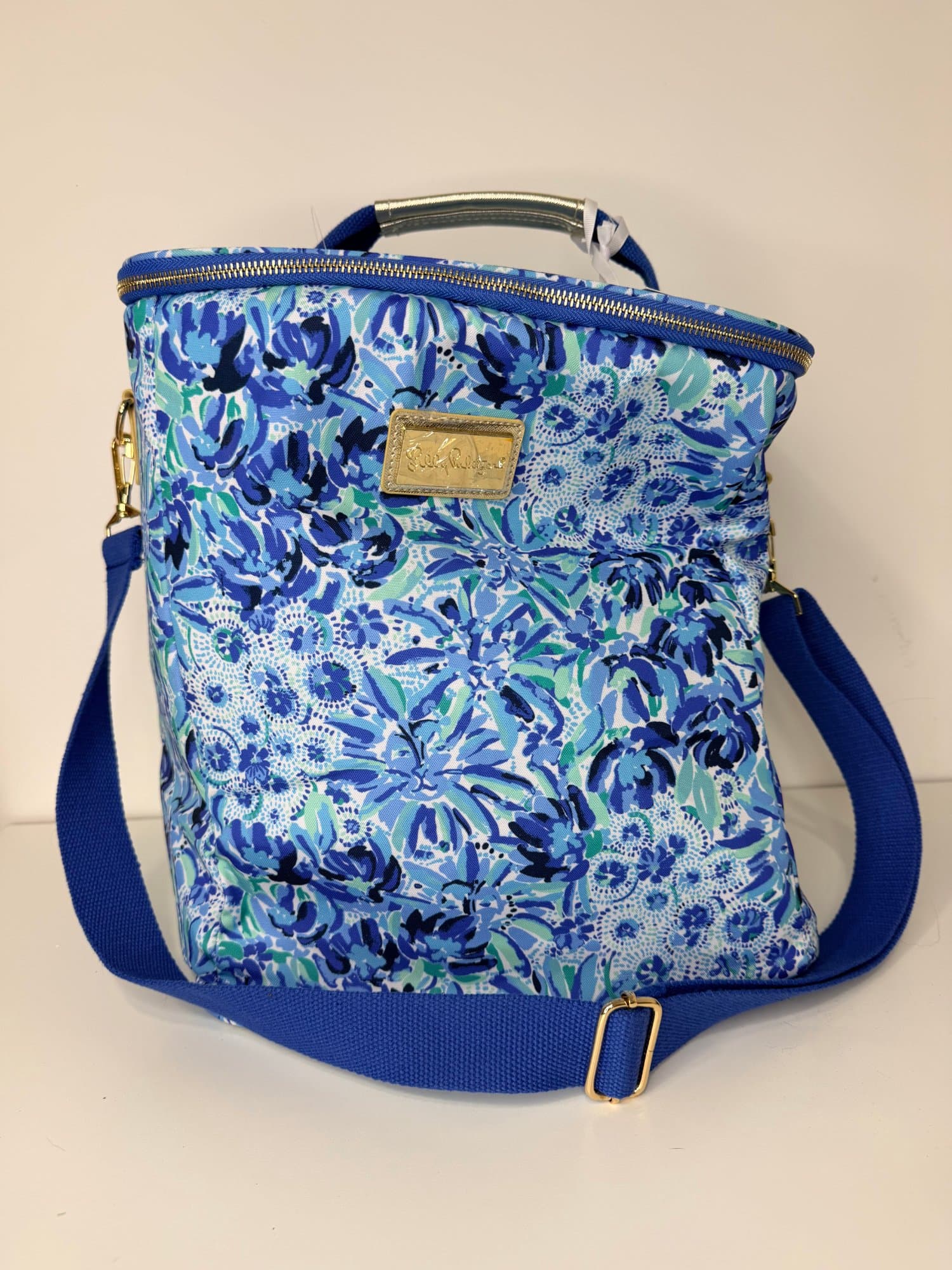 Lilly Pulitzer insulated cooler tote wine carrier bag blue floral