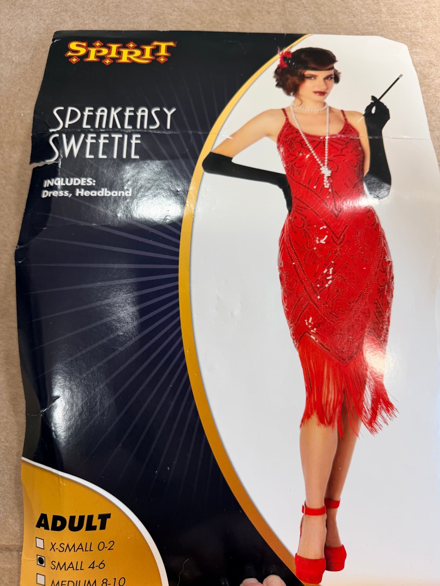 Spirit Halloween cosplay dress up Speakeasy Sweetie Red Flapper Costume size S 4-6