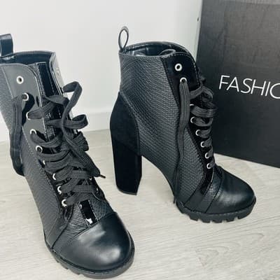 Fashionova Black Boots With Suede Heel Size 7 Some scuffing on the back heels