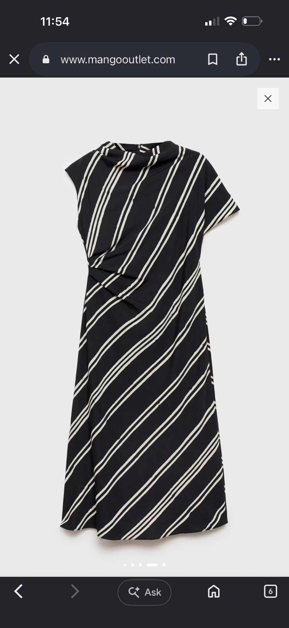 MNG striped midi dress with draped waist detail size 8