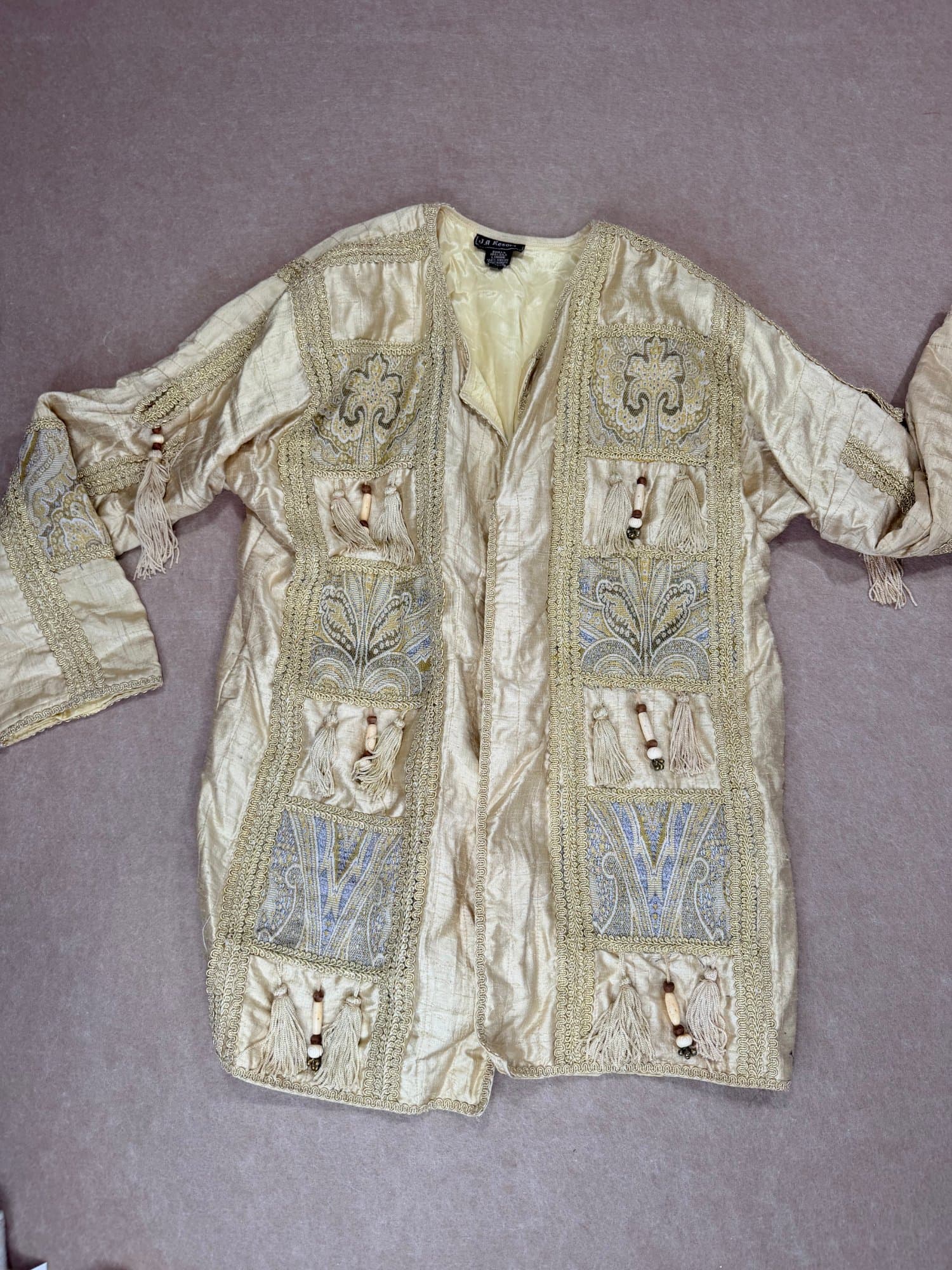 Vintage J.R. Resort ornate silk kimono jacket with tassel trim size S