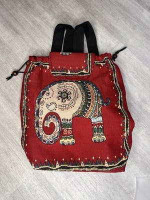 Red Elephant Cloth Adjustable Strap Back Pack