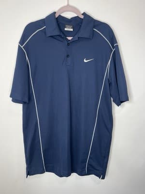 Vintage Athletic Graphic Nike Golf Men’s Dark Blue Dri Fit Short Polo Size XL