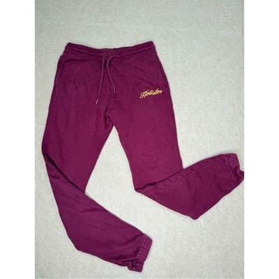 Hollister teen Burgundy Sweatpants with Yellow Script size L