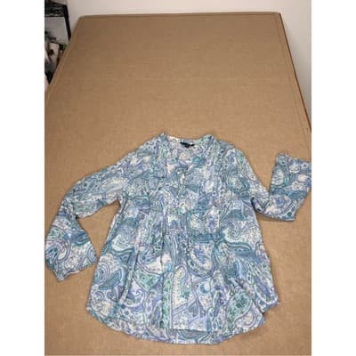Zac & Rachel Blue and Green Paisley Blouse size XL