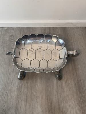 Zgallerie Ocean Sea Turtle Aluminum Silver Tray Candy Dish