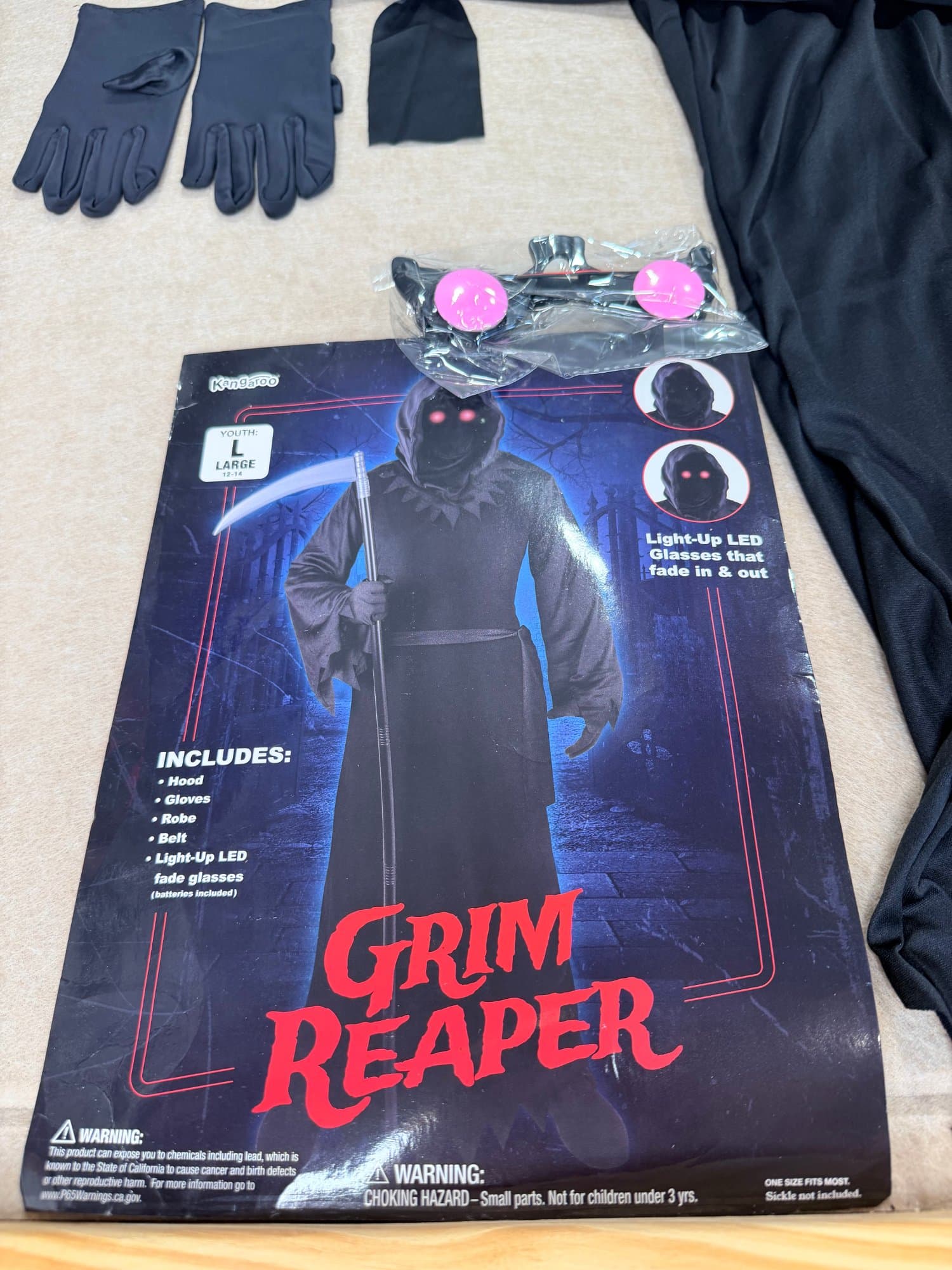 Kangaroo Grim Reaper Halloween cosplay costume youth large 12-14