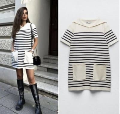 Zara Women's Sailor Striped Knit Dress Size Medium