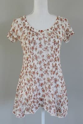 Free People Boho Floral Crochet Top Shirt Size L