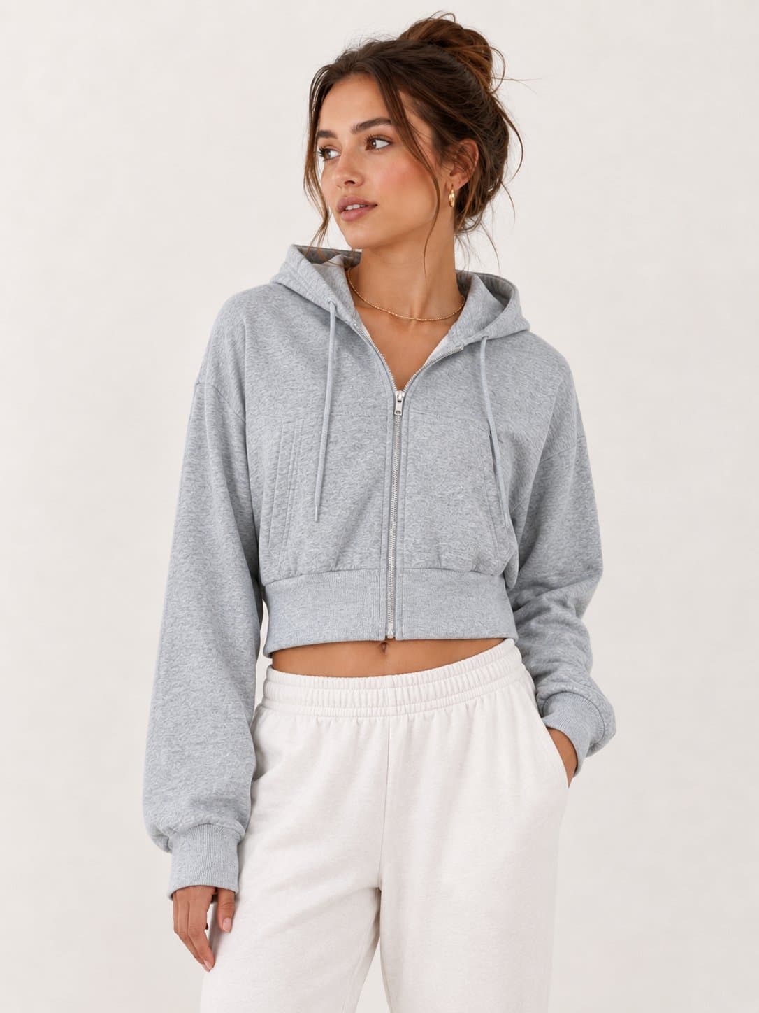 Iris Los Angeles Cropped Zip Up Hoodie super soft size M