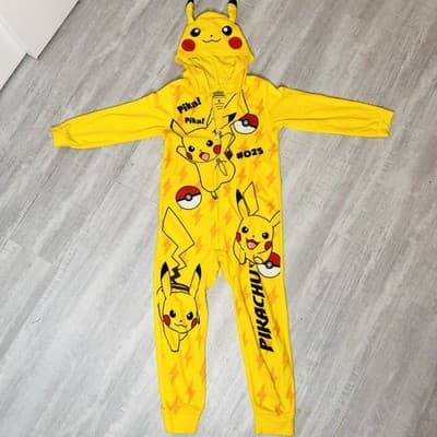 Pokemon Pikachu Yellow Cosplay Halloween Pajama Jumpsuit Kids Size Small