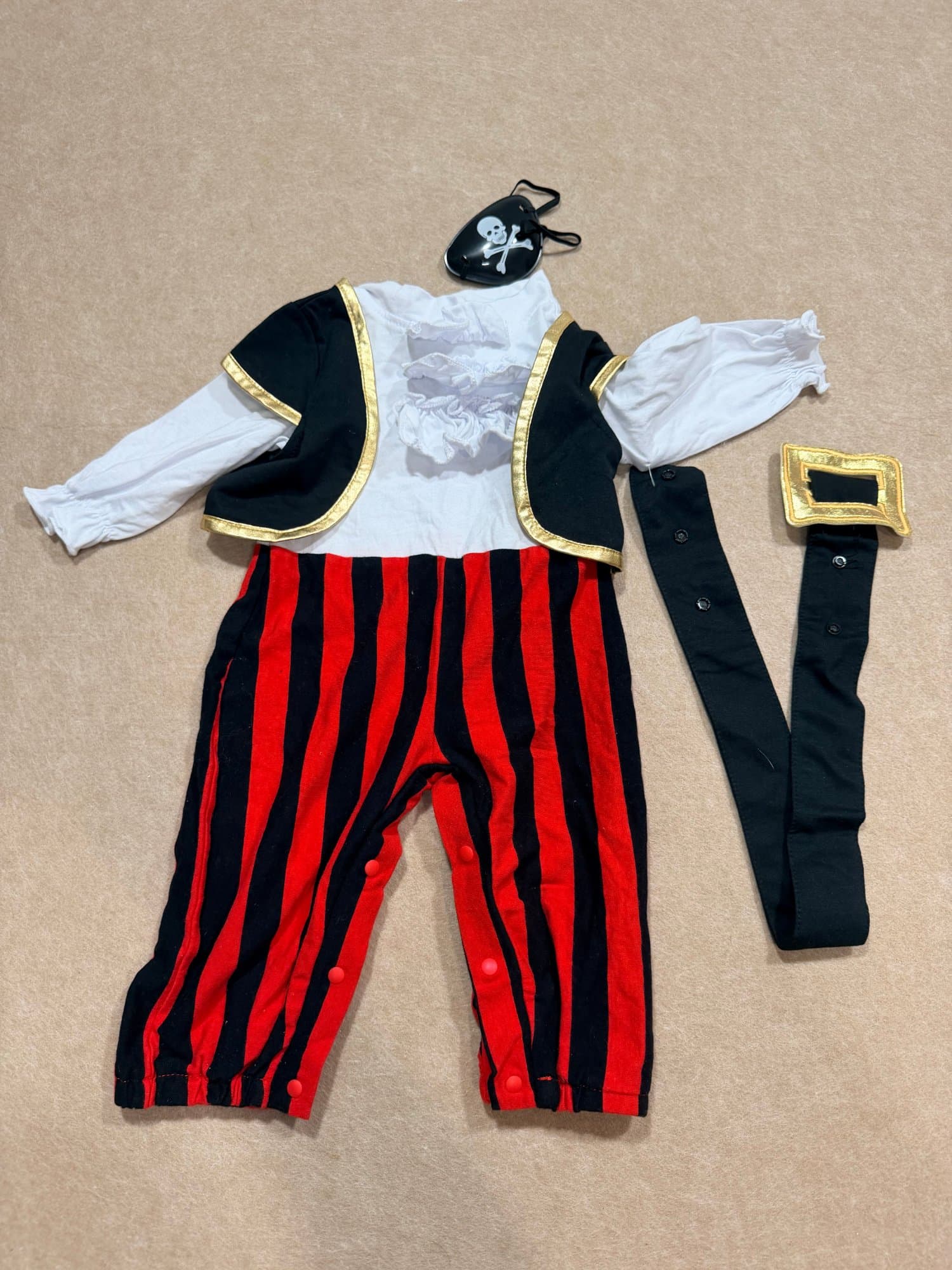 Disguise Baby Pirate halloween cosplay Costume with Eye Patch and Belt 6-12months