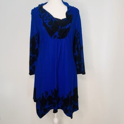 Royal Blue And Black Reborn Long sleeve Dress Size XL