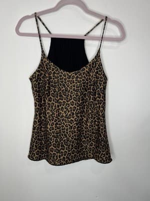 Reversible Tank Top Blouse Black And Leopard Print Size M
