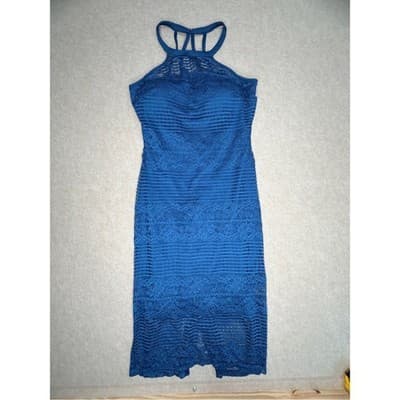 Guess Blue Lace Halter Midi Dress size 6