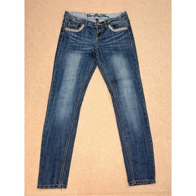 Vanilla Star Women’s Distressed Blue Skinny Jeans size 9
