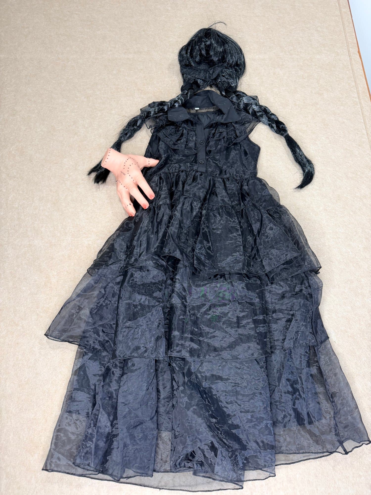 Kids Wednesday halloween cosplay costume Gothic Girl size 120 6-7Y
