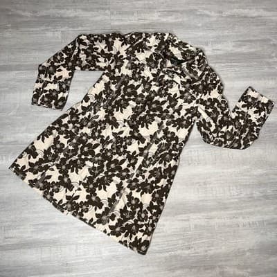 Brown And Cream Jacket Eddie Bauer Floral Trench Coat Size Medium