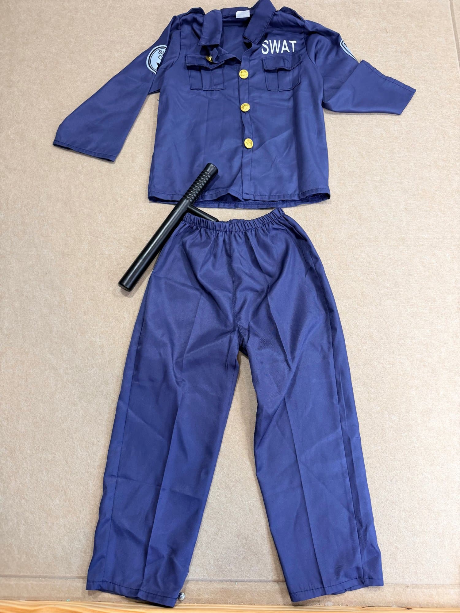 Kids SWAT police halloween cosplay costume with baton size S