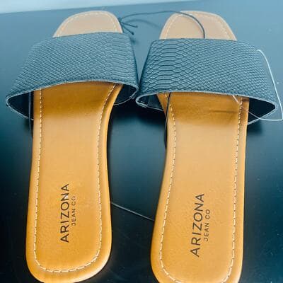Arizona Womens Black Lupa Flat Sandals Summer Textured Brown