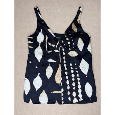 Banana Republic Black Camisole with tan & Ivory Abstract Print size M