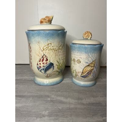 Cracker Barrel sea shell coastal container set