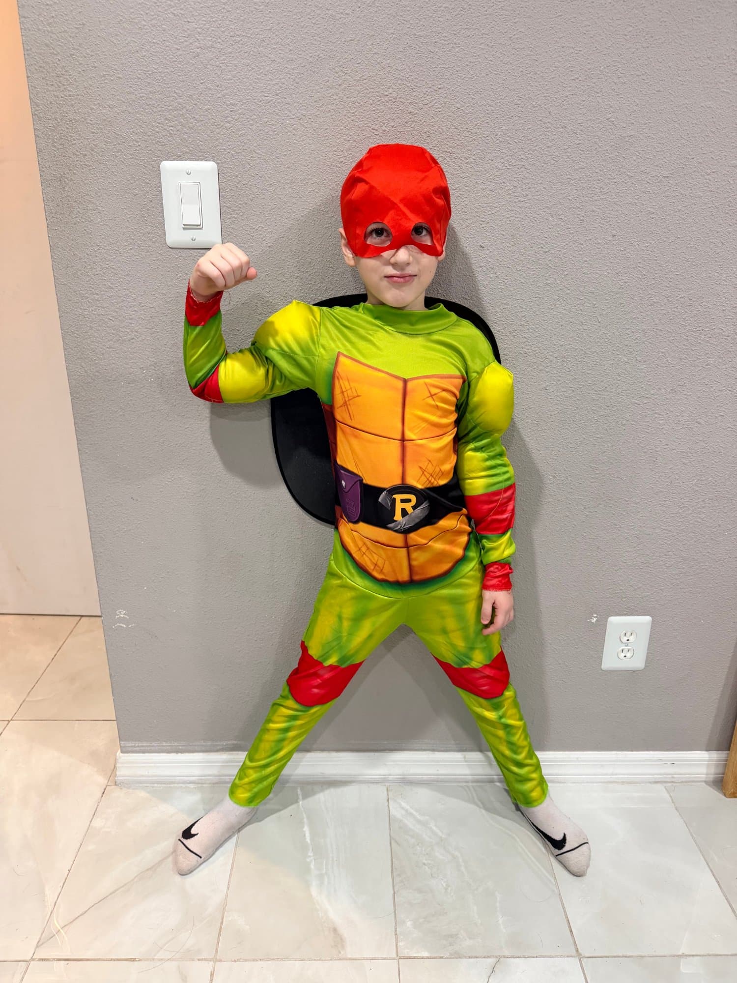 Teenage Mutant Ninja Turtles Raphael costume jumpsuit with mask and detachable shell