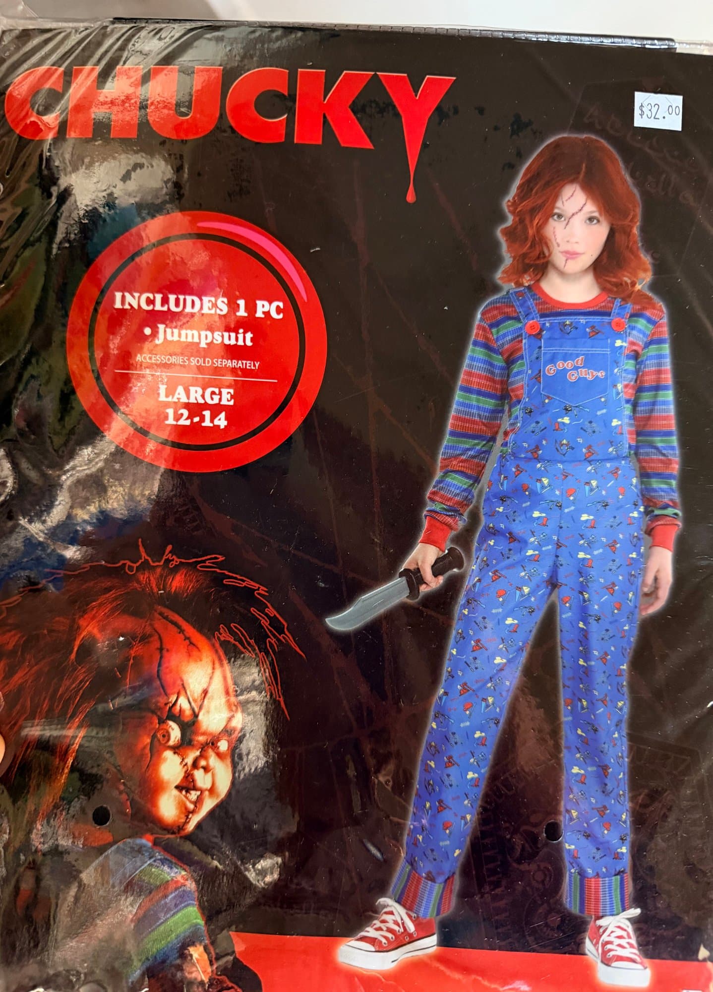 Chucky Good Guys Halloween cosplay costume jumpsuit kids size L 12-14