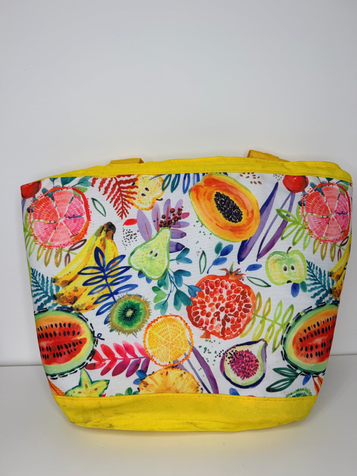 Aldi's Fruit print insulated tote cooler bag
