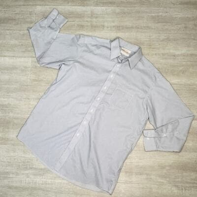 Roundtree And Yorke Stripped Long Sleeve button down collared shirt