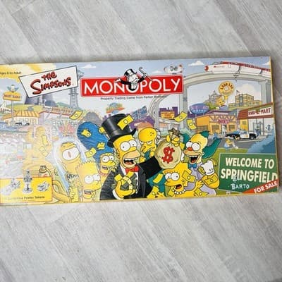 The Simpson Monopoly Board Game With Six Collectable Pewter Token Pieces