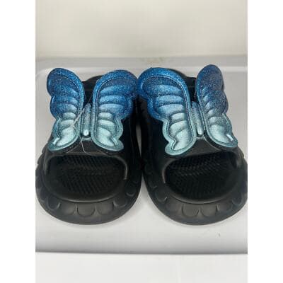 NWT Butterfly Black And Blue Slides