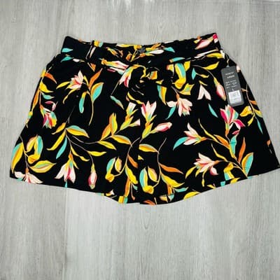 Robert Louis Boho Floral Elastic Waist Shorts Size L With Pockets