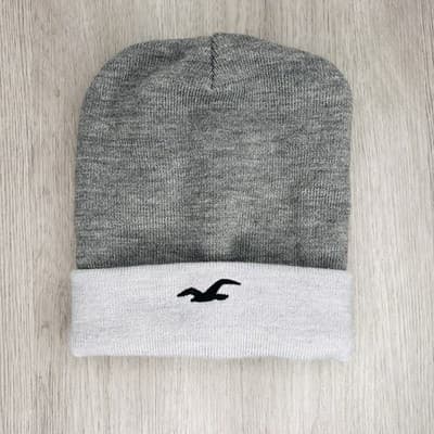 Hollister Co. Reversible Light And Dark Gray Beanie Hat Unisex