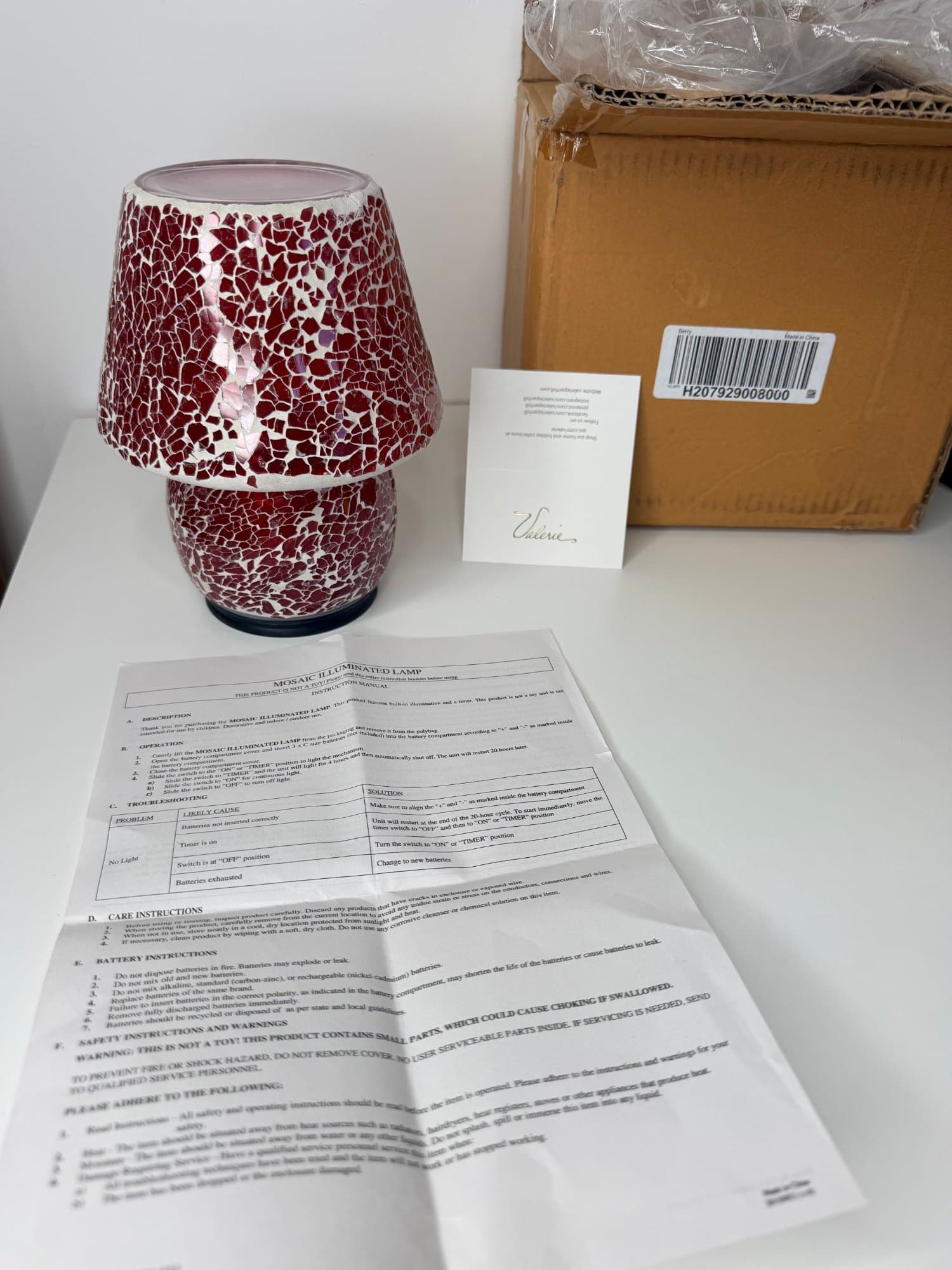 Valerie Parr Hill mosaic crackle glass battery table lamp