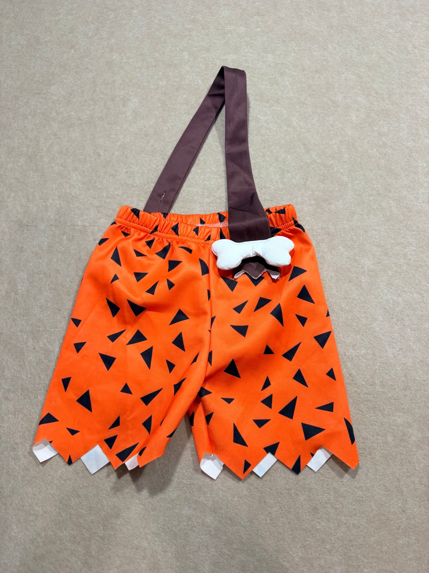 Kids caveman Flintstone bam bam halloween cosplay costume shorts with suspender and bone 4-5Y