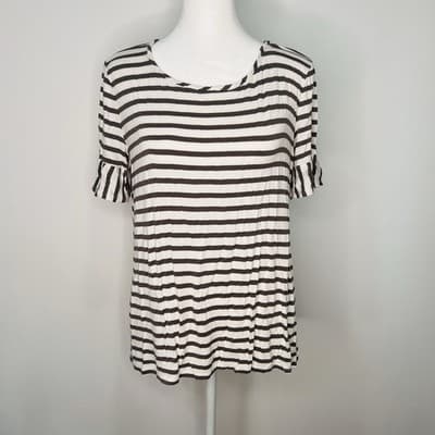 green envelope tops womens Horizontal Strip Shirt Size L