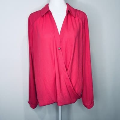 Pink INC Collared Wrap Top Blouse Size 16 Shirt